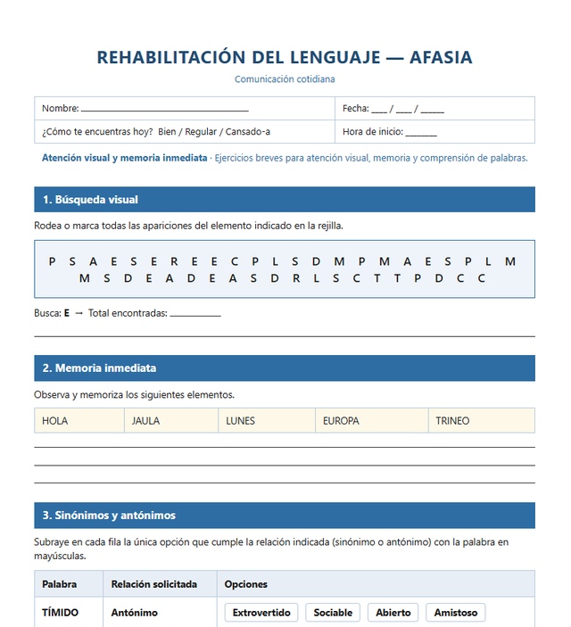 Rehabilitación del lenguaje — afasia