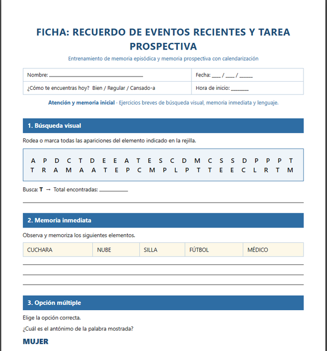 Recuerdo de eventos recientes y tarea prospectiva